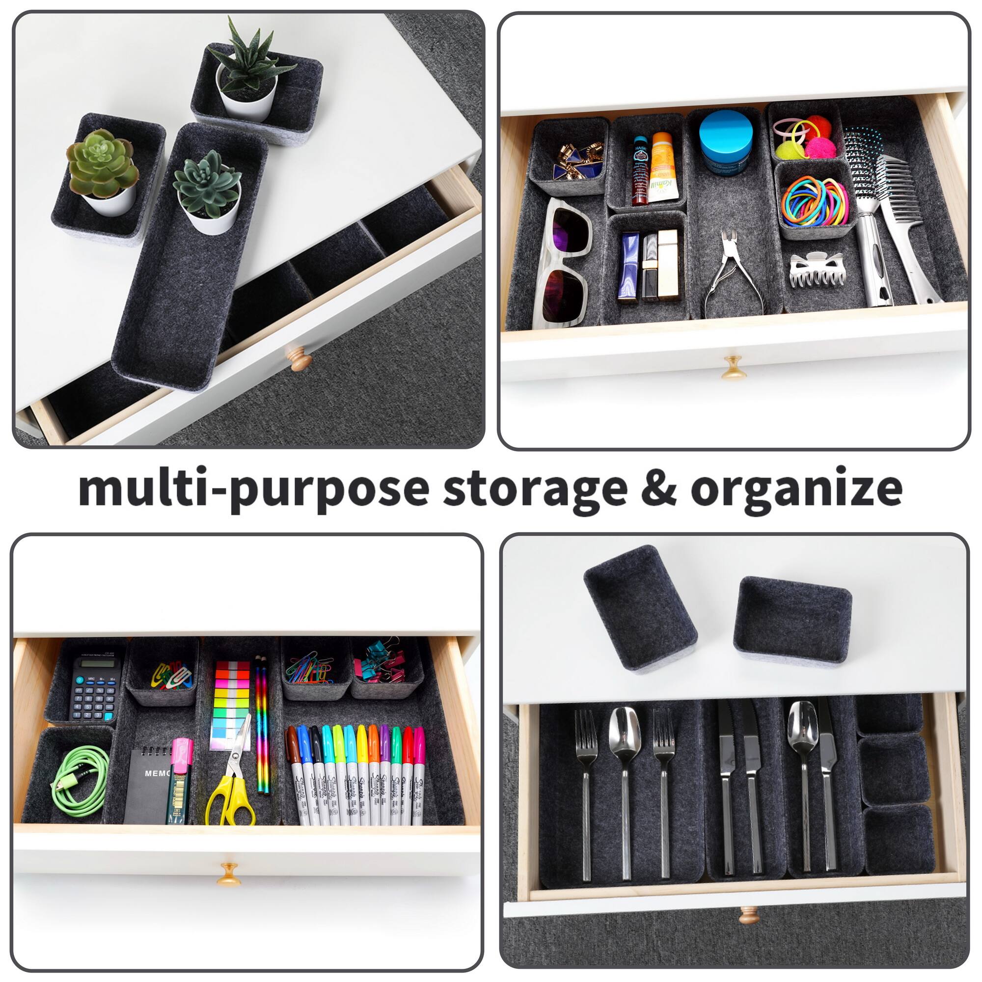 Welaxy Felt 8 Piece Drawer Organizer Tray Set